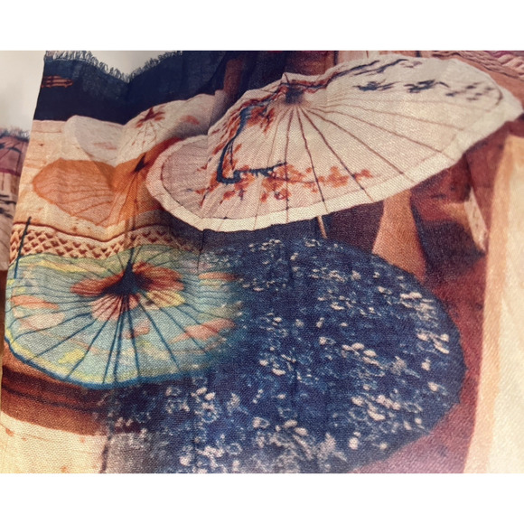 Rare Unique VOMDIR Long Scarf Wrap Umbrellas Colorful Japan - Picture 8 of 12